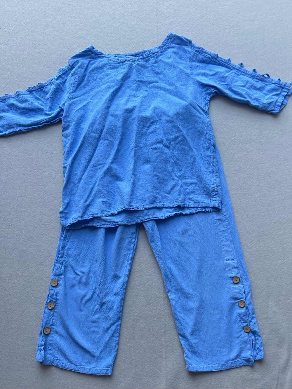 Sea Breeze of California Women L Top & M Bottom Set Made in USA Boho 100% Cotton